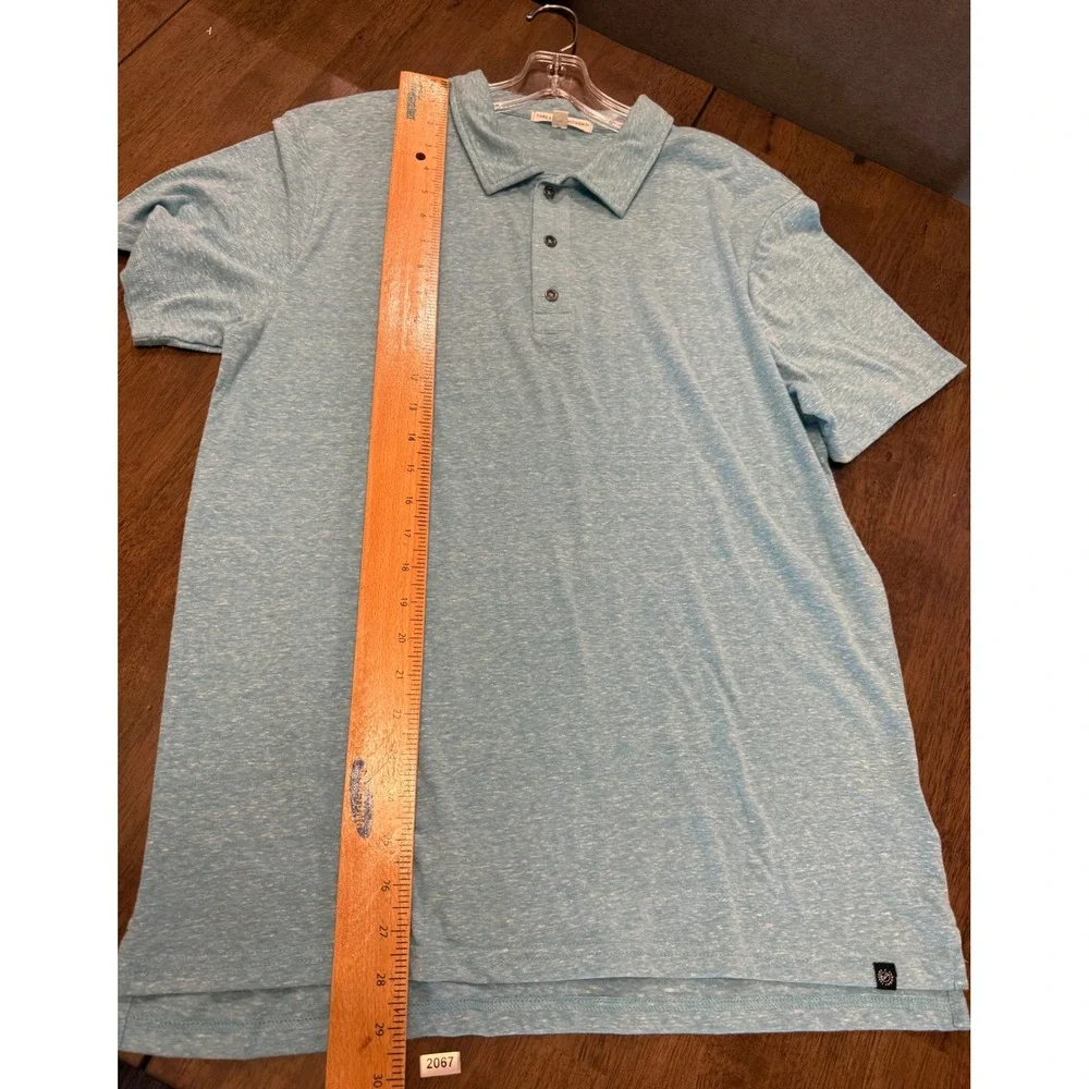 Threads 4 Thought Mens Polo Shirt‎ Medium Blue Heathered Short Sleeve Collared